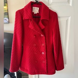 Billabong Red Peacoat Size L Junior’s, Small/Medium Women’s